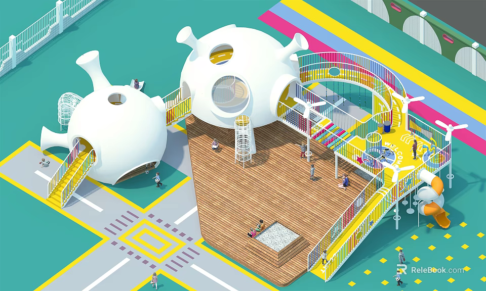 Creative Outdoor Playground Equipment For Kids With Climbing Slide Safe Structure And Interactive Design 3d model 