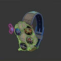 Unique Decorative Watch with Leather Strap Multiple Colorful Dials and Creative Holo Elements 3d model