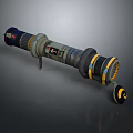 Futuristic Weapon With Cylindrical Structure Yellow Black Rings And Mechanical Components 3d model