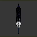 Blue Glowing Sword Sculpture With Particle Details And Silver Hilt Design