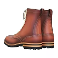 Brown Leather Work Boots With Lace Up And Sturdy Soles