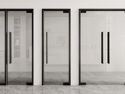 Glass door glass double door glass door glass single door office glass door shop door glass sliding door 3d model