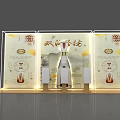 Various Retail Display Units in Blue Beige Wooden Designs with Products and Bottles