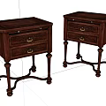 Vintage Pair of Solid Wood Bedside Tables with Carved Legs and Drawer Handles
