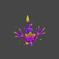 Colorful Game Movie Character With Purple Yellow Gradient Antlers And Starry Background