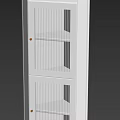 White Modern Entryway Cabinet Sideboard With Glass Doors And Gold Handles