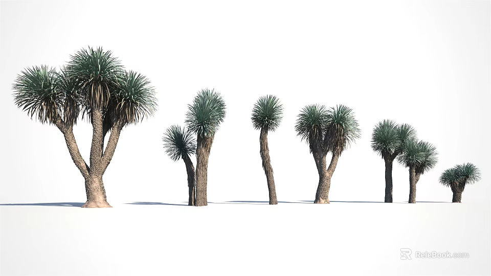 Arbor Trees With Diverse Sizes And Natural Growth Patterns In Row 3d model 
