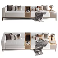 Modern Sectional Sofa With Decorative Pillows Cozy Blanket And Side Table 3d model