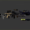 Various Modern Weapons Collection Including Pistols Rifles And Rocket Launchers With Colorful Finishes