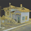 Traditional Village House With Red Tile Roof White Walls Blue Door Windows And Stone Steps