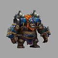Game Movie Character Warrior With Red Hair Bearded Face Spiked Blue Brown Armor Muscular Build