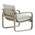 Light Colored Modern Accent Chair With Wooden Frame And Soft Upholstered Cushion