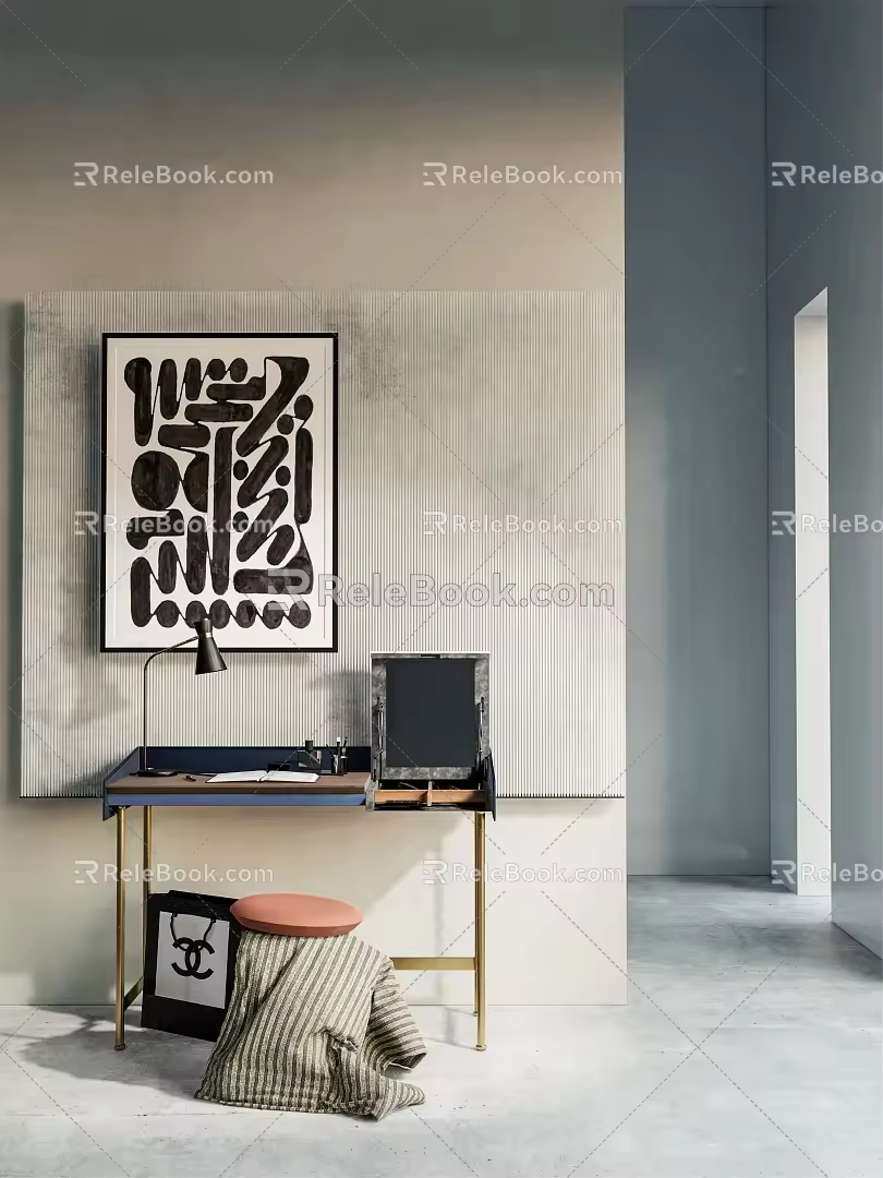 Modern desk and chair computer desk and chair desk and chair combination 3d model