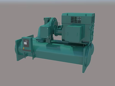 Green Industrial Diesel Generator Equipment With Control Panel And Engine Components 3d model