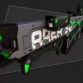 Futuristic Predator Rifle With Black And Green Finish Neon Green Lines And Lucide Design