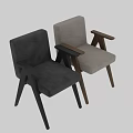 Modern Armchair With Fabric Cushion Wooden Triangular Arms And Legs Design