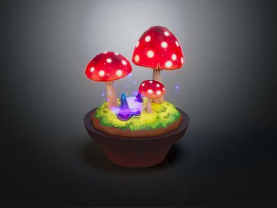 Modern Mushroom Potted Plant 3d model