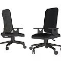 Modern Black Office Chairs With Ergonomic Backrest Armrests And Rolling Wheels 3d model