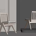 Wooden Dining Chairs with Slat Back Design and Gray Cushions in Modern Style