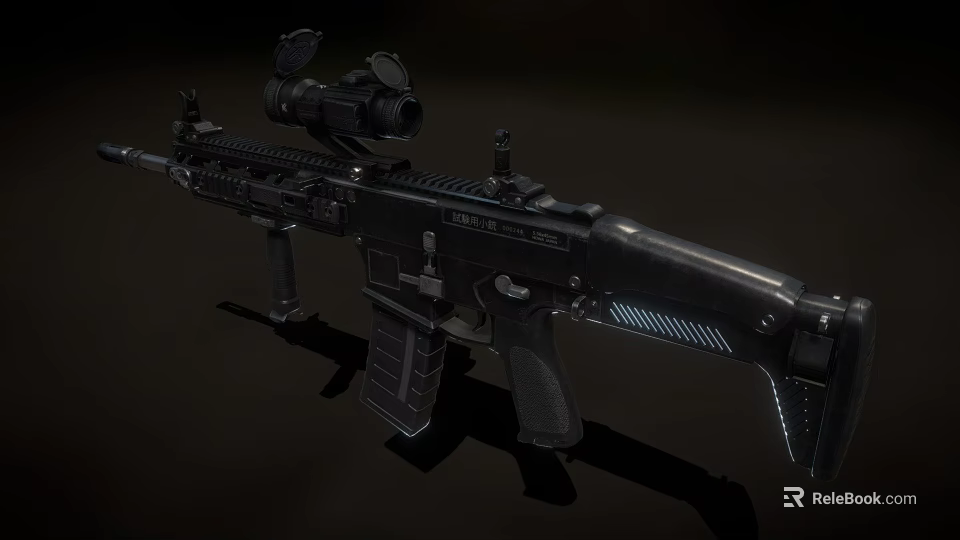 Modern Black Tactical Rifle Equipped With Scope Magazine And Tactical Rail System 3d model 