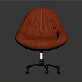 Red Striped Swivel Chair With Upholstered Seat And Wheel Base