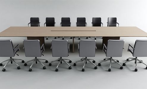 Modern Conference Table and Chair 3d model