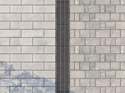 Gray Brick Paved Municipal Road With Central Drainage Grille And Smooth Surface 3d model