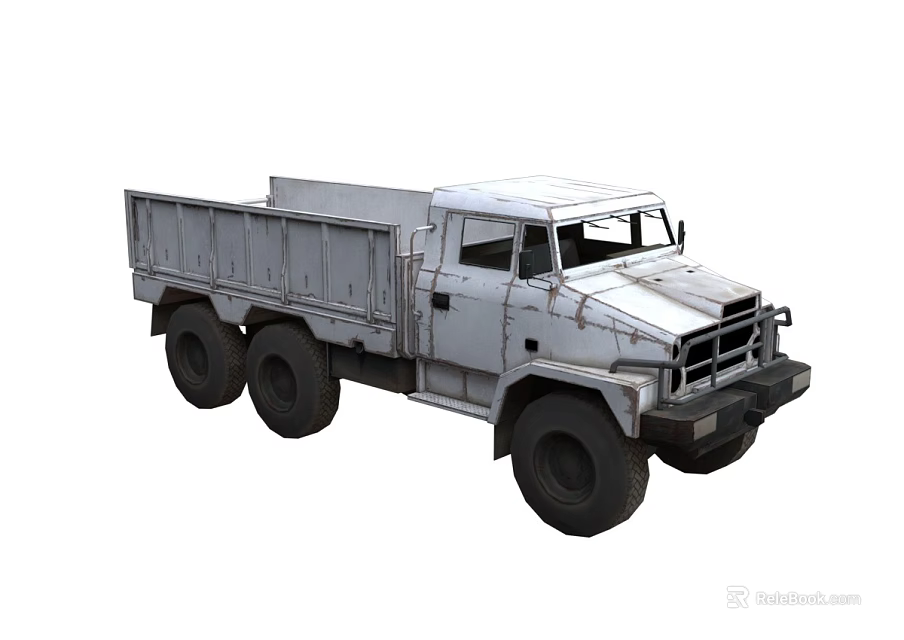 Heavy Duty Military Truck With Six Wheels And Open Cargo Bed 3d model 