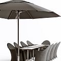 Modern Outdoor Table and Chair Outdoor Parasol 3d model