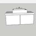 Minimalist Bathroom Washbasin Design With Marble Countertop And White Cabinets
