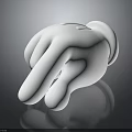 Modern White Hand Shaped Decorative Sculpture With Smooth Reflective Surface 3d model