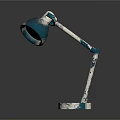 Vintage Teal Desk Lamp With Metal Adjustable Arm And Reflective Base