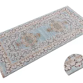 Decorative Square Rug With Intricate Floral Patterns And Blue Base Design 3d model