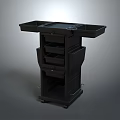 Black Utility Cart With Multiple Drawers Dual Top Trays And Rolling Wheels For Storage