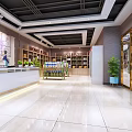 Bright Modern Specialty Store Interior With Shelves Products Front Counter And Green Plants