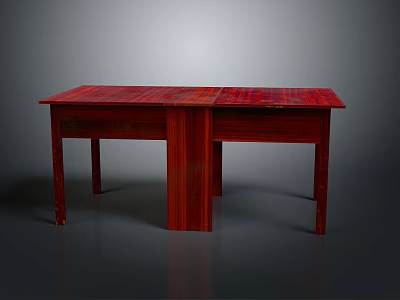 Red Wooden Table With Rectangular Top Smooth Surface Sturdy Legs And Classic Design 3d model
