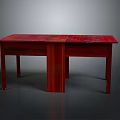 Red Wooden Table With Rectangular Top Smooth Surface Sturdy Legs And Classic Design