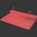 Dam Model Structure With Retaining Wall Railings Lighting Posts And Terrain