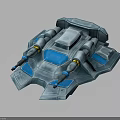 Futuristic Cosmic Spaceship 3D Model With Silver Blue Design And Engines