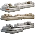 Modern Fabric Sectional Sofa Set With Modular Design Decorative Cushions And Throw Blanket 3d model