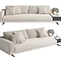 Modern Beige Multi Person Sofa Interior With Cushions Side Table And Lamp 3d model