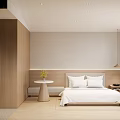 Modern Hotel Room Interior With White Bed Wooden Nightstand And Decorative Flowers