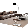 Modern Italian Sofa Coffee Table Combination Leather Sofa Living Room Sofa Multi-Person Sofa Single-Person Sofa Acrylic Stool Ornaments Floor Lamp Side Corner Sand 3d model