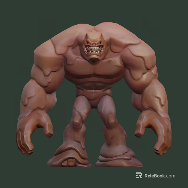 Brown Muscular Monster Game Movie Character With Fierce Expression And Large Build 3d model 