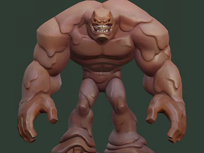 Brown Muscular Monster Game Movie Character With Fierce Expression And Large Build 3d model