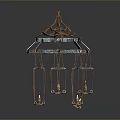 Unique Multi Layer Chandelier With Metal Frame And Hanging Decorative Lamps