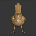 Golden Bird Decorative Figurine With Metallic Texture And Detailed Surface Design