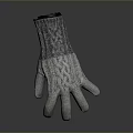 Warm Knitted Winter Gloves With Cable Knit Pattern And Full Finger Design 3d model