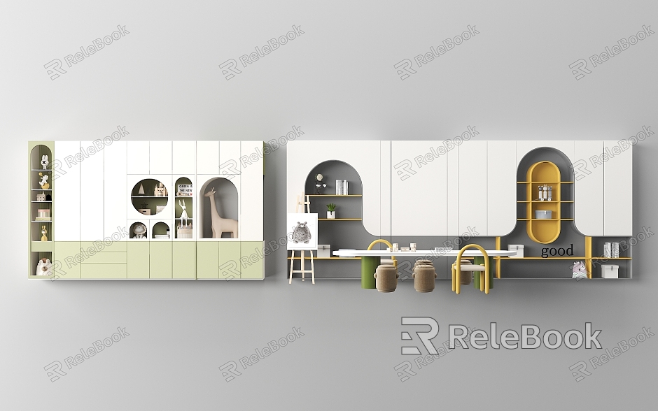 Kindergarten Image Wall Kindergarten Background Wall Children's Tables and Chairs Recreation Area model