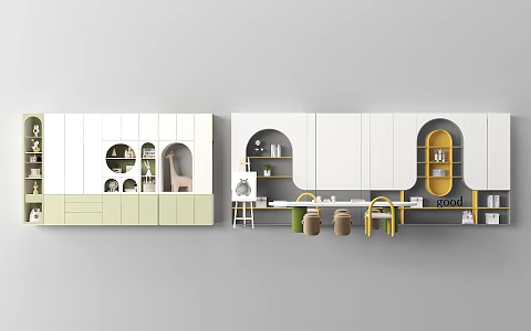 Kindergarten Image Wall Kindergarten Background Wall Children's Tables and Chairs Recreation Area 3d model